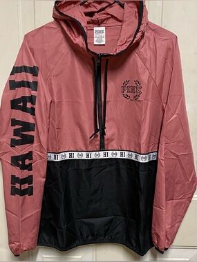 Victoria’s Secret PINK Windbreaker XS Pink Black HI Half Zip Jacket